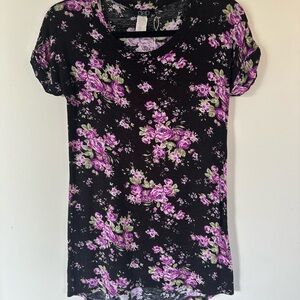 Floral Black and Purple Women's Top